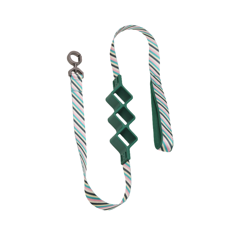 Shock-Absorbing Pet Leash – Diamond Striped Color Block Design