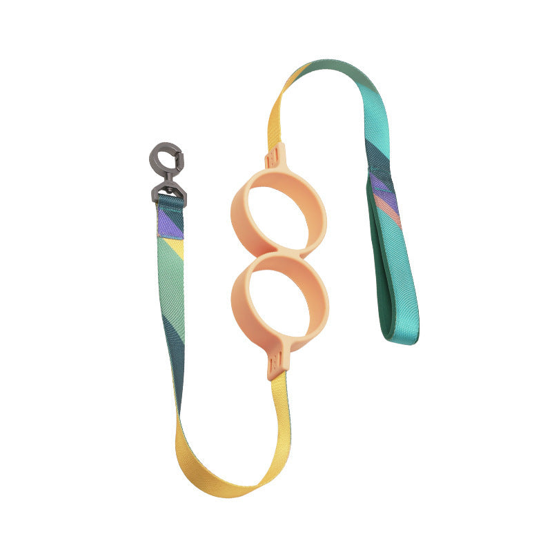 Shock-Absorbing Pet Leash – Diamond Striped Color Block Design