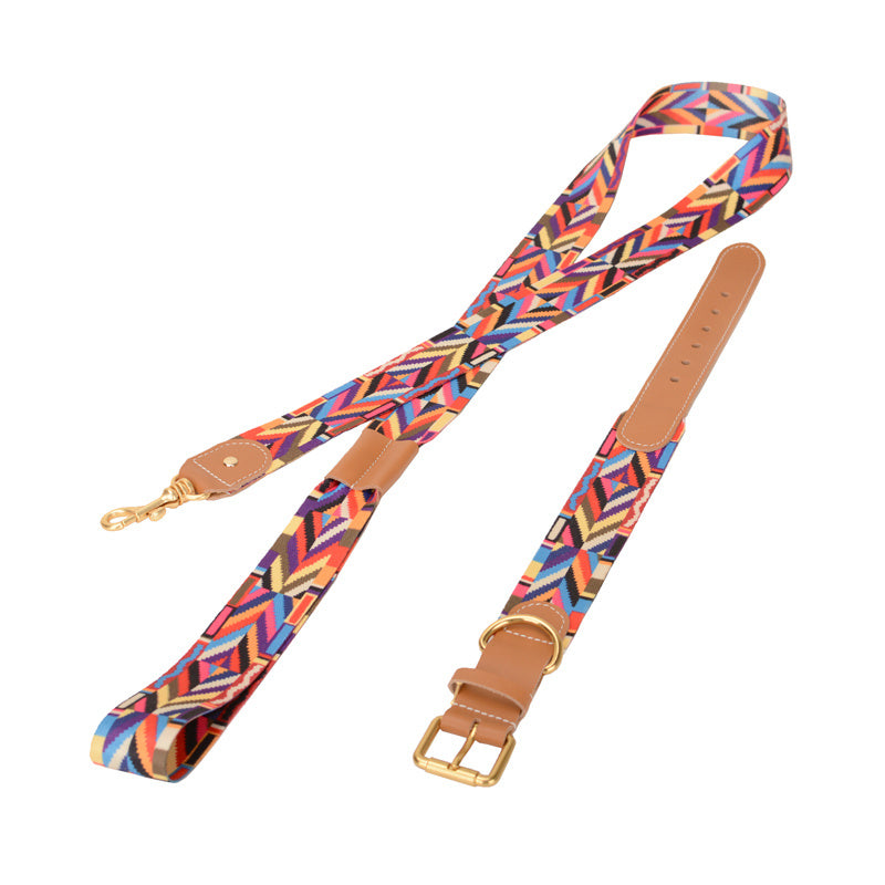 Woven Dog Collar & Leash Set – Super Wide for Medium & Large Dogs