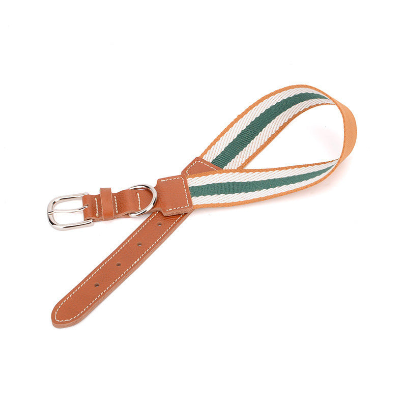 Adjustable Stripe Pet Collar with Buckle Strap