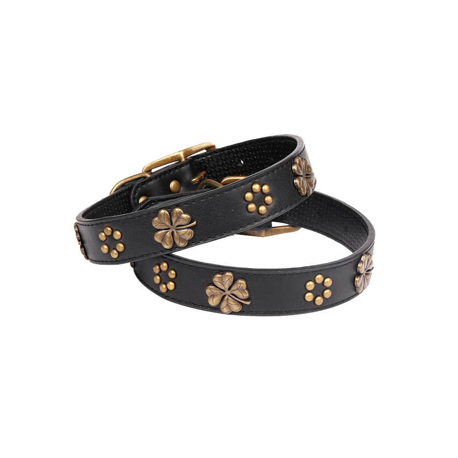 Vintage bronze metal buckle pet collar