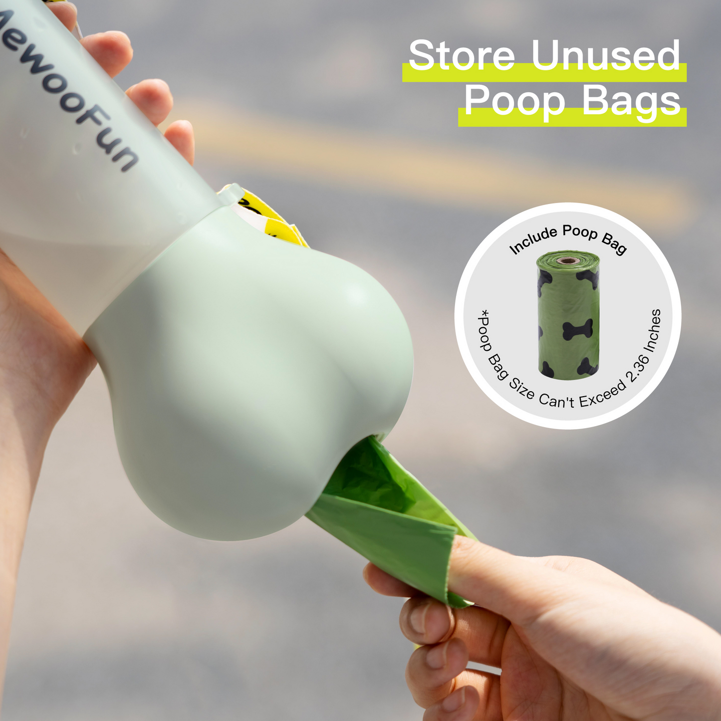 Mewoofun Travel Dog Water Bottle & Feeder – 2-in-1 Leak-Proof with Poop Bag Holder