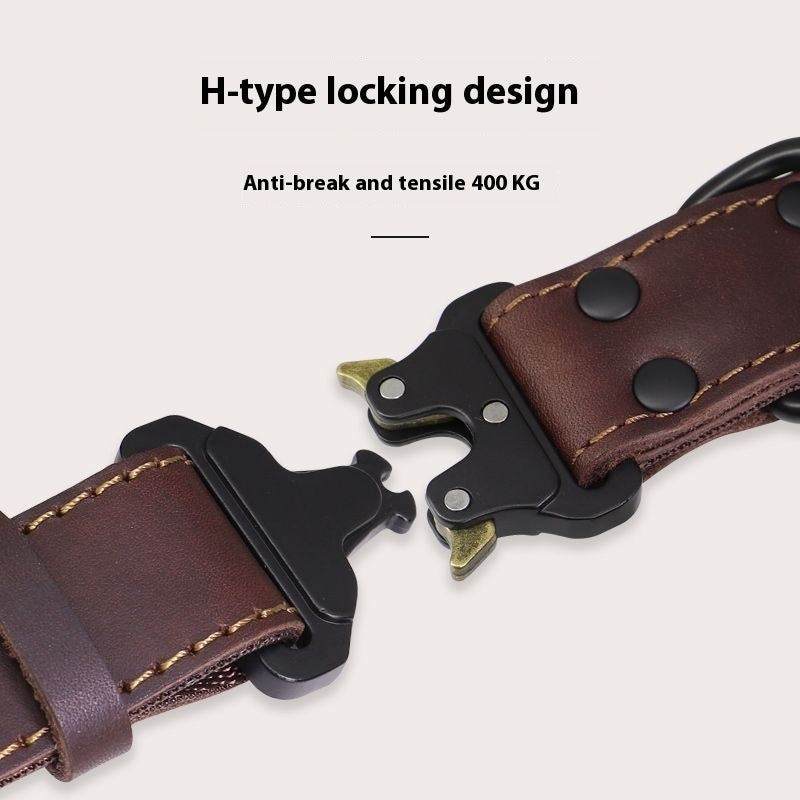 Leather Dog Bandana with Explosion-Proof Pulling Leash