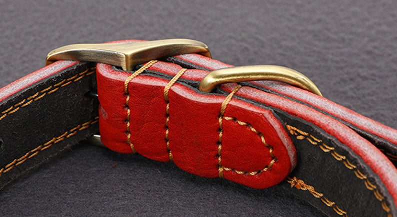 Premium Cowhide Dog Leash and Collar Set