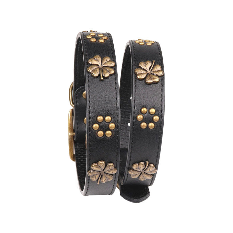 Vintage bronze metal buckle pet collar