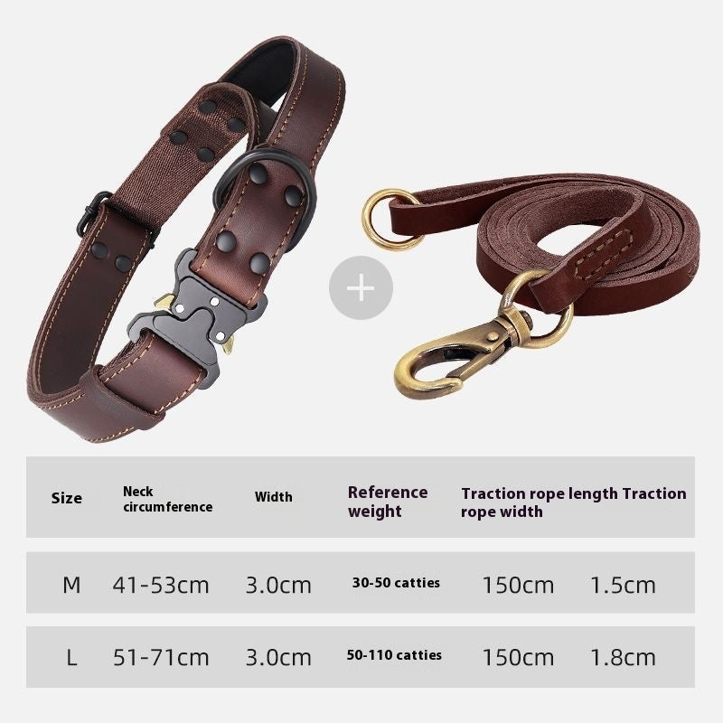 Leather Dog Bandana with Explosion-Proof Pulling Leash