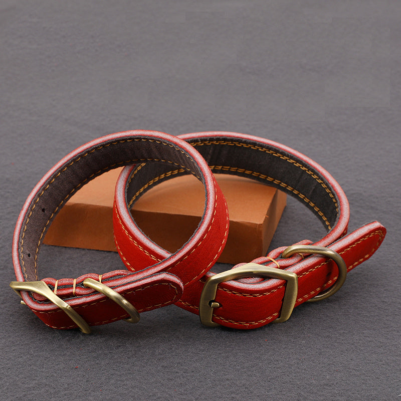 Premium Cowhide Dog Leash and Collar Set