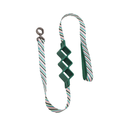 Shock-Absorbing Pet Leash – Diamond Striped Color Block Design