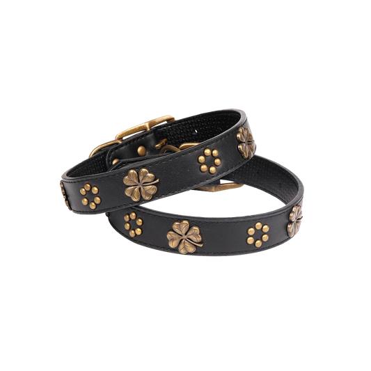 Vintage bronze metal buckle pet collar