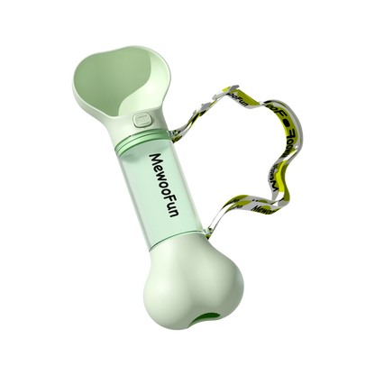 Mewoofun Travel Dog Water Bottle & Feeder – 2-in-1 Leak-Proof with Poop Bag Holder