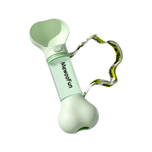 Mewoofun Travel Dog Water Bottle & Feeder – 2-in-1 Leak-Proof with Poop Bag Holder
