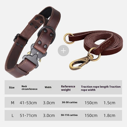 Leather Dog Bandana with Explosion-Proof Pulling Leash